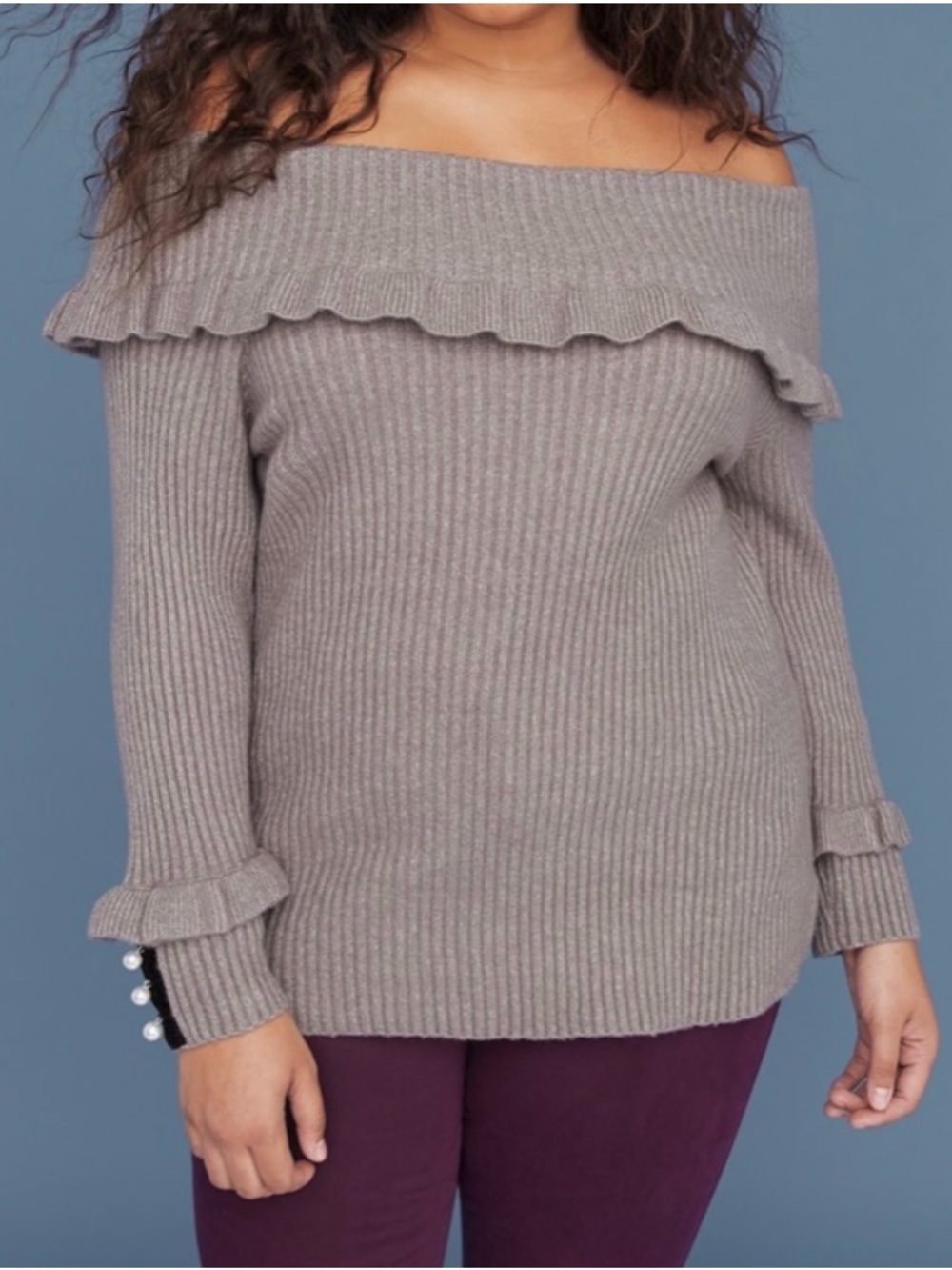 Lane Bryant Off the Shoulder Ribbed Sweater